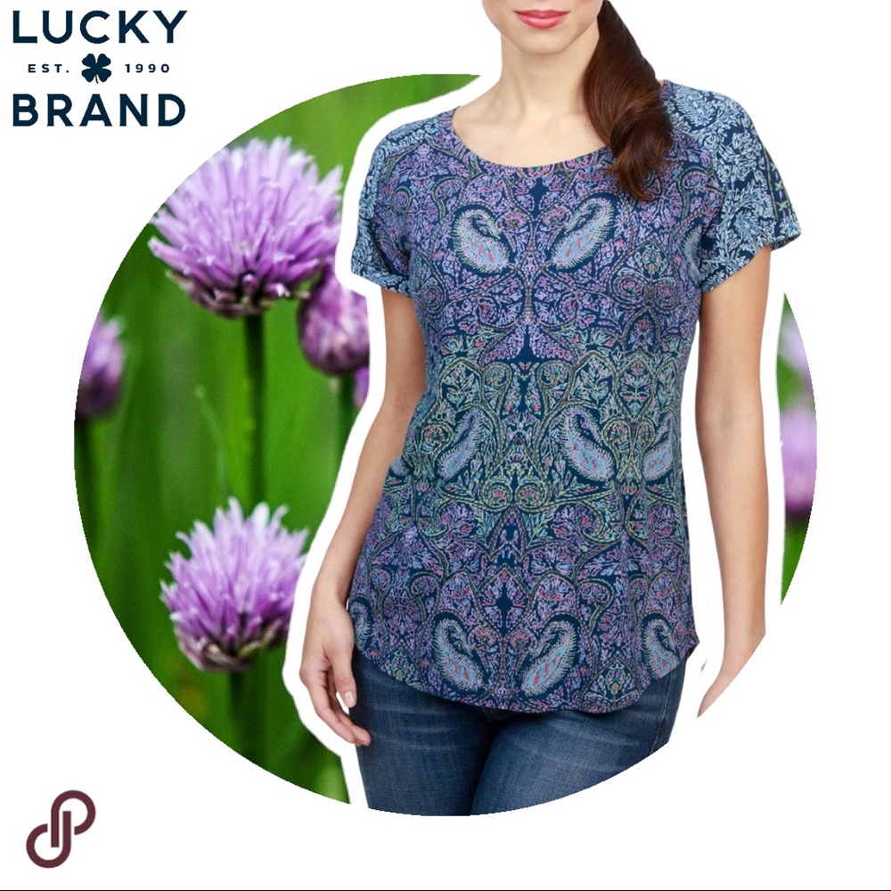 🖤💜LUCKY BRAND Paisley Split-Back Blouse💜🖤